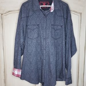 Twenty X pearl button snap down with plaid lining